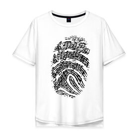 Мужская футболка хлопок Oversize с принтом Музыкальный отпечаток в Санкт-Петербурге, 100% хлопок | свободный крой, круглый ворот, “спинка” длиннее передней части | музыка | музыкальный отпечаток | ноты | отпечаток