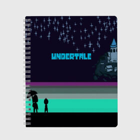 Тетрадь с принтом UNDERTALE GAME в Санкт-Петербурге, 100% бумага | 48 листов, плотность листов — 60 г/м2, плотность картонной обложки — 250 г/м2. Листы скреплены сбоку удобной пружинной спиралью. Уголки страниц и обложки скругленные. Цвет линий — светло-серый
 | game | undertale | азриэль дримурр | альфис | андайн | андертейл | асгор дримурр | добро | дьявол | зло | игра | игры | кости | меттатон | папирус | санс | стрела | ториэль | трезубец | фриск | чара | черный