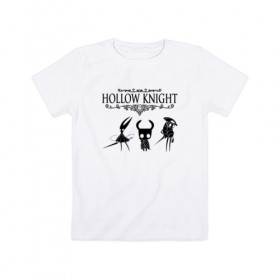 Детская футболка хлопок с принтом HOLLOW KNIGHT в Санкт-Петербурге, 100% хлопок | круглый вырез горловины, полуприлегающий силуэт, длина до линии бедер | game | gamer | hollow knight | logo | team cherry | игры | логотип | первонаж | рыцарь