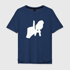 Мужская футболка хлопок Oversize с принтом Los Angeles Hand Sign в Санкт-Петербурге, 100% хлопок | свободный крой, круглый ворот, “спинка” длиннее передней части | la | америка | знак | калифорния | ладонь | лос анджелес | мечта | нью йорк | океан | руки | сша