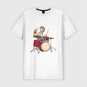 Мужская футболка премиум с принтом Барабанщик в Санкт-Петербурге, 92% хлопок, 8% лайкра | приталенный силуэт, круглый вырез ворота, длина до линии бедра, короткий рукав | 