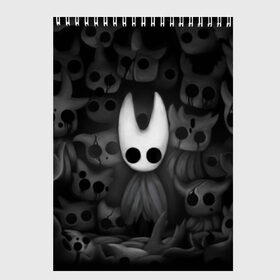 Скетчбук с принтом Hollow Knight в Санкт-Петербурге, 100% бумага
 | 48 листов, плотность листов — 100 г/м2, плотность картонной обложки — 250 г/м2. Листы скреплены сверху удобной пружинной спиралью | Тематика изображения на принте: hollow knight | детская | для детей | игра | компьютерная игра | королевство | рыцарь | темный рыцарь | холлов кнайт | экшен