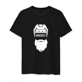 Мужская футболка хлопок с принтом Hockey в Санкт-Петербурге, 100% хлопок | прямой крой, круглый вырез горловины, длина до линии бедер, слегка спущенное плечо. | борода | вратарь | красная машина | нападающий | пятерка | россия | хоккеист | хоккей | шлем | я люблю хоккей