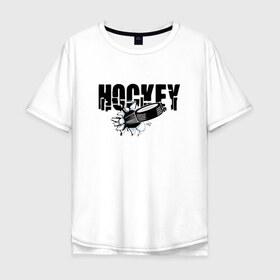 Мужская футболка хлопок Oversize с принтом Hockey в Санкт-Петербурге, 100% хлопок | свободный крой, круглый ворот, “спинка” длиннее передней части | Тематика изображения на принте: бросок | вратарь | канада | клюшка | лед | надпись | нападающий | россия | спорт | удар | хоккеист | хоккей | шайба | я люблю хоккей