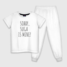 Детская пижама хлопок с принтом SORRY,SUGA IS MINE! в Санкт-Петербурге, 100% хлопок |  брюки и футболка прямого кроя, без карманов, на брюках мягкая резинка на поясе и по низу штанин
 | bts | mine | sorry | suga | suga is minesorry | английский | бтс | буквы | извините мое | слова | фраза