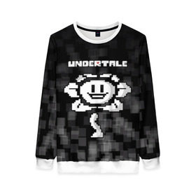 Женский свитшот 3D с принтом Undertale. в Санкт-Петербурге, 100% полиэстер с мягким внутренним слоем | круглый вырез горловины, мягкая резинка на манжетах и поясе, свободная посадка по фигуре | 3d | pixel | undertale | абстракция | андертейл | геометрия | игра | надпись | пиксель | пикселя | подземная история | текстура | цветок