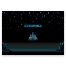 Поздравительная открытка с принтом Undertale (Замок). в Санкт-Петербурге, 100% бумага | плотность бумаги 280 г/м2, матовая, на обратной стороне линовка и место для марки
 | Тематика изображения на принте: 3d | pixel | undertale | абстракция | андертейл | волшебный | волшебство | геометрия | замок | звезды | игра | надпись | пиксель | пикселя | подземная история | текстура