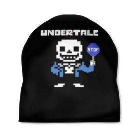 Шапка 3D с принтом Undertale STOP. в Санкт-Петербурге, 100% полиэстер | универсальный размер, печать по всей поверхности изделия | 3d | pixel | sans | stop | undertale | абстракция | алфавит | андертейл | буквы | геометрия | знак | игра | надпись | пиксель | пикселя | подземная история | текстура