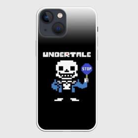 Чехол для iPhone 13 mini с принтом Undertale STOP. в Санкт-Петербурге,  |  | 3d | pixel | sans | stop | undertale | абстракция | алфавит | андертейл | буквы | геометрия | знак | игра | надпись | пиксель | пикселя | подземная история | текстура