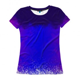 Женская футболка 3D с принтом фиолетовые разводы в Санкт-Петербурге, 100% полиэфир ( синтетическое хлопкоподобное полотно) | прямой крой, круглый вырез горловины, длина до линии бедер | 