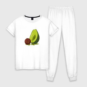 Женская пижама хлопок с принтом Avocado R.I.P. в Санкт-Петербурге, 100% хлопок | брюки и футболка прямого кроя, без карманов, на брюках мягкая резинка на поясе и по низу штанин | авокадо | арт | веган | вегетарианец | вкусняшка | еда | жиры | зеленый | зож | косточка | милый | овощи | пп | фрукты | юмор