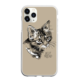 Чехол для iPhone 11 Pro Max матовый с принтом Best friend в Санкт-Петербурге, Силикон |  | attractive face | cat | collar | cute | drawing | funny | kitten | mustache | touching | забавный | кот | котёнок | милый | ошейник | рисунок | трогательный | усы