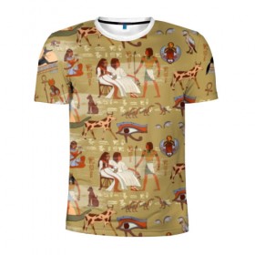 Мужская футболка 3D спортивная с принтом Египетские Боги в Санкт-Петербурге, 100% полиэстер с улучшенными характеристиками | приталенный силуэт, круглая горловина, широкие плечи, сужается к линии бедра | Тематика изображения на принте: beetle | boat | cat | cow | egypt | eye | falcon | gods | hieroglyph | osiris | papyrus | pharaoh | ra | river | scarab | styx | боги | глаз | египет | жук | иероглиф | корова | кот | лодка | око | осирис | папирус | ра | река | скарабей | сокол | стикс |
