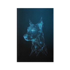 Обложка для паспорта матовая кожа с принтом Доберман в Санкт-Петербурге, натуральная матовая кожа | размер 19,3 х 13,7 см; прозрачные пластиковые крепления | animal | blue | breed | doberman | dog | geometric | pattern | service | space | stars | геометрический | доберман | животное | звёзды | космос | порода | рисунок | синий | служебный | собака
