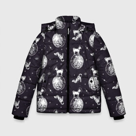 Зимняя куртка для мальчиков 3D с принтом Собаки - астронавты в Санкт-Петербурге, ткань верха — 100% полиэстер; подклад — 100% полиэстер, утеплитель — 100% полиэстер | длина ниже бедра, удлиненная спинка, воротник стойка и отстегивающийся капюшон. Есть боковые карманы с листочкой на кнопках, утяжки по низу изделия и внутренний карман на молнии. 

Предусмотрены светоотражающий принт на спинке, радужный светоотражающий элемент на пуллере молнии и на резинке для утяжки | astronaut | black | breed | chihuahua | dog | flight | galaxy | helmet | planet | space | spacesuit | white | астронавт | белый | галактика | космос | пёс | планета | полёт | порода | скафандр | собака | черный | чихуахуа | шлем