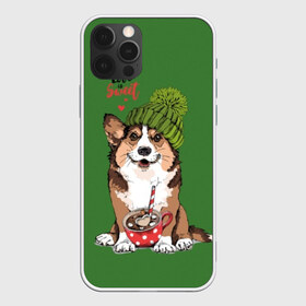 Чехол для iPhone 12 Pro Max с принтом Love is sweet в Санкт-Петербурге, Силикон |  | animal | breed | brown | corgi | cute | dog | funny | green | hat | heart | slogan | text | white | белый | животное | забавный | зеленый | корги | коричневый | милый | пёс | порода | сердце | слоган | собака | текст | шапка