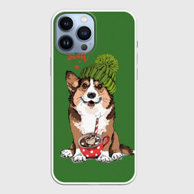 Чехол для iPhone 13 Pro Max с принтом Love is sweet в Санкт-Петербурге,  |  | animal | breed | brown | corgi | cute | dog | funny | green | hat | heart | slogan | text | white | белый | животное | забавный | зеленый | корги | коричневый | милый | пёс | порода | сердце | слоган | собака | текст | шапка