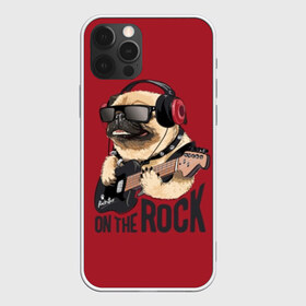 Чехол для iPhone 12 Pro Max с принтом On the rock в Санкт-Петербурге, Силикон |  | animal | black | breed | cool | dog | guitar | headphones | motto | music | pug | red | rock | rock star | slogan | text | гитара | девиз | животное | красный | крутой | мопс | музыка | наушники | очки | порода | рок | рок звезда | слоган | соба
