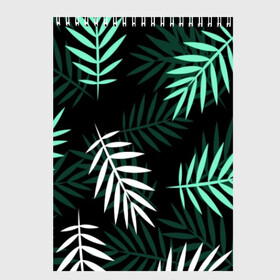 Скетчбук с принтом Листья пальмы в Санкт-Петербурге, 100% бумага
 | 48 листов, плотность листов — 100 г/м2, плотность картонной обложки — 250 г/м2. Листы скреплены сверху удобной пружинной спиралью | Тематика изображения на принте: 3d | green | leaves | magic | pattern | tekstura | white | белые | зеленые | листья | текстура | узор
