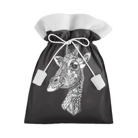 Подарочный 3D мешок с принтом Жираф в Санкт-Петербурге, 100% полиэстер | Размер: 29*39 см | animal | black | drawing | ethnic | eyes | giraffe | look | muzzle | pattern | safari | white | zendudl | белый | взгляд | глаза | животное | жираф | зендудл | рисунок | сафари | узор | черный | этнический