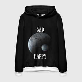 Мужская толстовка 3D с принтом Sad Happy в Санкт-Петербурге, 100% полиэстер | двухслойный капюшон со шнурком для регулировки, мягкие манжеты на рукавах и по низу толстовки, спереди карман-кенгуру с мягким внутренним слоем. | jesus | rap | грустный | джизус | джизус возрождение | джизус рэпер | джизус ты ювелир | мерч | музыка | реп | рэп | счастливый