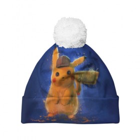 Шапка 3D c помпоном с принтом Pikachu Pika Pika в Санкт-Петербурге, 100% полиэстер | универсальный размер, печать по всей поверхности изделия | pika | pikachu | аниме | детская | детям | игры | молния | мышка | мышь | пика | пикачу | покемон | покемоны