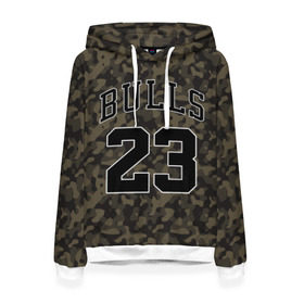 Женская толстовка 3D с принтом Chicago Bulls 23 Camo в Санкт-Петербурге, 100% полиэстер  | двухслойный капюшон со шнурком для регулировки, мягкие манжеты на рукавах и по низу толстовки, спереди карман-кенгуру с мягким внутренним слоем. | Тематика изображения на принте: bulls | camo | chicago | chicago bulls | nba | баскетбол | буллз | камуфляж | нба | спорт | хаки | чикаго | чикаго буллз