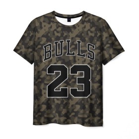 Мужская футболка 3D с принтом Chicago Bulls 23 Camo в Санкт-Петербурге, 100% полиэфир | прямой крой, круглый вырез горловины, длина до линии бедер | bulls | camo | chicago | chicago bulls | nba | баскетбол | буллз | камуфляж | нба | спорт | хаки | чикаго | чикаго буллз