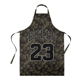 Фартук 3D с принтом Chicago Bulls 23 Camo в Санкт-Петербурге, 100% полиэстер | общий размер — 65 х 85 см, ширина нагрудника — 26 см, горловина — 53 см, длина завязок — 54 см, общий обхват в поясе — 173 см. Принт на завязках и на горловине наносится с двух сторон, на основной части фартука — только с внешней стороны | Тематика изображения на принте: bulls | camo | chicago | chicago bulls | nba | баскетбол | буллз | камуфляж | нба | спорт | хаки | чикаго | чикаго буллз