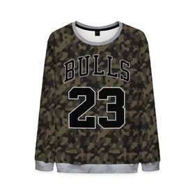 Мужской свитшот 3D с принтом Chicago Bulls 23 Camo в Санкт-Петербурге, 100% полиэстер с мягким внутренним слоем | круглый вырез горловины, мягкая резинка на манжетах и поясе, свободная посадка по фигуре | Тематика изображения на принте: bulls | camo | chicago | chicago bulls | nba | баскетбол | буллз | камуфляж | нба | спорт | хаки | чикаго | чикаго буллз