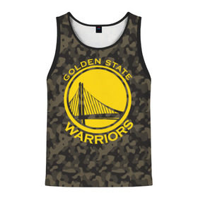 Мужская майка 3D с принтом Golden State Warriors camo в Санкт-Петербурге, 100% полиэстер | круглая горловина, приталенный силуэт, длина до линии бедра. Пройма и горловина окантованы тонкой бейкой | Тематика изображения на принте: golden state | golden state warriors | nba | warriors | баскетбол | голден стэйт | голден стэйт уорриорз | камуфляж | нба | спорт | уорриорз camo | хаки