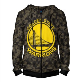 Мужская толстовка 3D на молнии с принтом Golden State Warriors camo в Санкт-Петербурге, 100% полиэстер | длина до линии бедра, манжеты и пояс оформлены мягкой тканевой резинкой, двухслойный капюшон со шнурком для регулировки, спереди молния, по бокам два кармана | Тематика изображения на принте: golden state | golden state warriors | nba | warriors | баскетбол | голден стэйт | голден стэйт уорриорз | камуфляж | нба | спорт | уорриорз camo | хаки