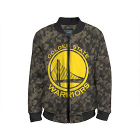 Детский бомбер 3D с принтом Golden State Warriors camo в Санкт-Петербурге, 100% полиэстер | застегивается на молнию, по бокам два кармана без застежек, мягкие манжеты, по низу бомбера и на воротнике — эластичная резинка | golden state | golden state warriors | nba | warriors | баскетбол | голден стэйт | голден стэйт уорриорз | камуфляж | нба | спорт | уорриорз camo | хаки