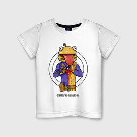 Детская футболка хлопок с принтом Durr Burger в Санкт-Петербурге, 100% хлопок | круглый вырез горловины, полуприлегающий силуэт, длина до линии бедер | battle | burger | durr | fort | fortnite | royale | битва | бургер | бургермен | бургермэн | королевская | форт | фортнайт