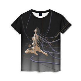Женская футболка 3D с принтом Ghost in the shell v.2 в Санкт-Петербурге, 100% полиэфир ( синтетическое хлопкоподобное полотно) | прямой крой, круглый вырез горловины, длина до линии бедер | anime | black. | ghost in the shell | motoko | аниме | мотоко | призрак в доспехах | чёрный