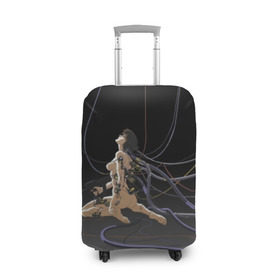 Чехол для чемодана 3D с принтом Ghost in the shell v.2 в Санкт-Петербурге, 86% полиэфир, 14% спандекс | двустороннее нанесение принта, прорези для ручек и колес | anime | black. | ghost in the shell | motoko | аниме | мотоко | призрак в доспехах | чёрный
