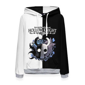 Женская толстовка 3D с принтом Hollow Knight (Black & White) в Санкт-Петербурге, 100% полиэстер  | двухслойный капюшон со шнурком для регулировки, мягкие манжеты на рукавах и по низу толстовки, спереди карман-кенгуру с мягким внутренним слоем. | game | hollow knight | hollow knight godmaster | hollow knight map | hollow knight ps4 | silksong | белый | зот могучий | игра | карта | королевство | метроидвания | полый король | приключения букашек | халлоунест | холлоу кнайт | черный