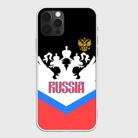 Чехол для iPhone 12 Pro с принтом HOCKEY RUSSIA  в Санкт-Петербурге, силикон | область печати: задняя сторона чехла, без боковых панелей | hockey | russia | sport | герб | надписи | россия | сборная хоккея | символика | спорт | спортсмен | триколор | форма | хоккей | чемпионат | я русский