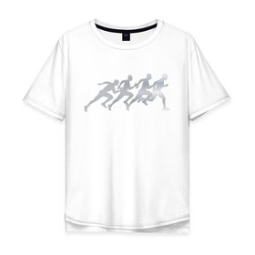 Мужская футболка хлопок Oversize с принтом Running в Санкт-Петербурге, 100% хлопок | свободный крой, круглый ворот, “спинка” длиннее передней части | 