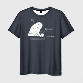Мужская футболка 3D с принтом Кот хулиган в Санкт-Петербурге, 100% полиэфир | прямой крой, круглый вырез горловины, длина до линии бедер | волосатый | вредный | киса | кот | котей | кошка | мем | оптимист | пессимист | полосатый | разбил | хулиган | шерстяной