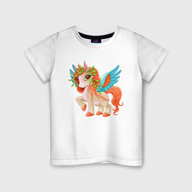 Детская футболка хлопок с принтом Принцесса единорог в Санкт-Петербурге, 100% хлопок | круглый вырез горловины, полуприлегающий силуэт, длина до линии бедер | pony | грива | девочка | единорог | конь | копыта | красивая | лошадка | лошадь | милая | пони | природа закат | радуга