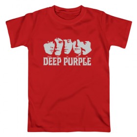 Мужская футболка хлопок с принтом Deep Purple в Санкт-Петербурге, 100% хлопок | прямой крой, круглый вырез горловины, длина до линии бедер, слегка спущенное плечо. | британская | джон лорд | иэн пейс | крис кёртис | ричи блэкмор | рок группа | хард рок