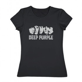 Женская футболка хлопок с принтом Deep Purple в Санкт-Петербурге, 100% хлопок | прямой крой, круглый вырез горловины, длина до линии бедер, слегка спущенное плечо | британская | джон лорд | иэн пейс | крис кёртис | ричи блэкмор | рок группа | хард рок