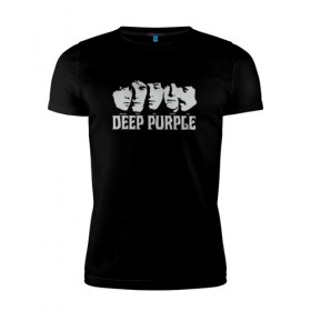Мужская футболка премиум с принтом Deep Purple в Санкт-Петербурге, 92% хлопок, 8% лайкра | приталенный силуэт, круглый вырез ворота, длина до линии бедра, короткий рукав | британская | джон лорд | иэн пейс | крис кёртис | ричи блэкмор | рок группа | хард рок