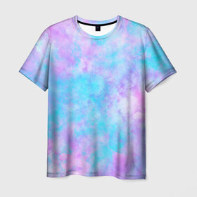 Мужская футболка 3D с принтом Мрамор Tie Dye в Санкт-Петербурге, 100% полиэфир | прямой крой, круглый вырез горловины, длина до линии бедер | Тематика изображения на принте: tie dye | летняя футболка | розовый | синий | тай дай | фиолетовый | яркая футболка