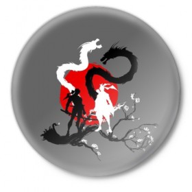 Значок с принтом Битва драконов в Санкт-Петербурге,  металл | круглая форма, металлическая застежка в виде булавки | anime | meme | tokyo | аниме | герой | иероглиф | луна | манга | сакура | самурай | солнце | стиль | фентези | япония