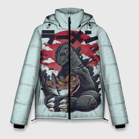 Мужская зимняя куртка 3D с принтом Blue Godzilla в Санкт-Петербурге, верх — 100% полиэстер; подкладка — 100% полиэстер; утеплитель — 100% полиэстер | длина ниже бедра, свободный силуэт Оверсайз. Есть воротник-стойка, отстегивающийся капюшон и ветрозащитная планка. 

Боковые карманы с листочкой на кнопках и внутренний карман на молнии. | Тематика изображения на принте: godzilla | king of the monsters | годзила | годзилла 2 | король монстров