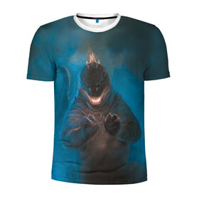 Мужская футболка 3D спортивная с принтом Blue в Санкт-Петербурге, 100% полиэстер с улучшенными характеристиками | приталенный силуэт, круглая горловина, широкие плечи, сужается к линии бедра | Тематика изображения на принте: godzilla | king of the monsters | годзила | годзилла 2 | король монстров