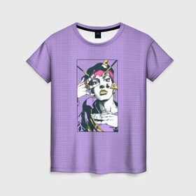 Женская футболка 3D с принтом Kishibe Rohan in Purple в Санкт-Петербурге, 100% полиэфир ( синтетическое хлопкоподобное полотно) | прямой крой, круглый вырез горловины, длина до линии бедер | diamond is unbreakable | heavens door | jjba | jojo | kishibe | rohan