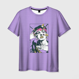 Мужская футболка 3D с принтом Kishibe Rohan in Purple в Санкт-Петербурге, 100% полиэфир | прямой крой, круглый вырез горловины, длина до линии бедер | diamond is unbreakable | heavens door | jjba | jojo | kishibe | rohan